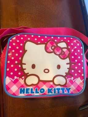 Hello Kitty Hot Pink and White Lunch cooler Bag with Blue Trim